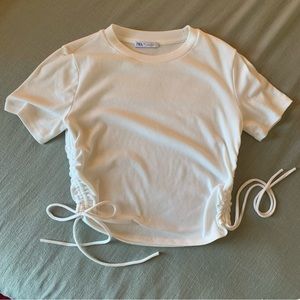 Zara drawstring ruched T-shirt